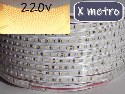 TIRA DE LEDS 2835 120 LEDS/M X 1 METRO 220V BLANCO CALIDO 9MM