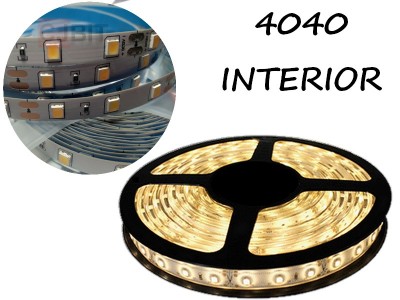 TIRA DE LEDS 4040 60 LED/M X 5 METROS INTERIOR 12V BLANCO CALIDO