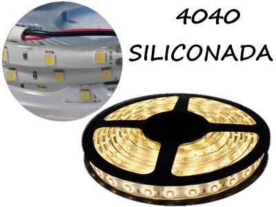 TIRA DE LEDS 4040 60 LED/M X 5 METROS SILICONADA 12V BLANCO CALIDO