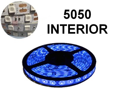 TIRA DE LEDS 5050 60 LED/M X 5 METROS INTERIOR 12V AZUL