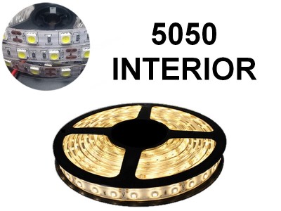 TIRA DE LEDS 5050 60 LED/M X 5 METROS INTERIOR 12V BLANCO CALIDO