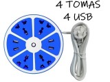 ALARGUE 4 TOMAS, 4 PUERTOS USB,