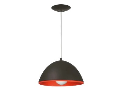 COLGANTE CAMPANA PVC NEGRO CON INTERIOR NARANJA PORTALAMPARAS E27