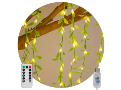 CORTINA 3 X 2 METROS BLANCO CALIDO CON HOJAS Y CONTROL REMOTO USB CORTINA 3 X 2 METROS BLANCO CALIDO CON HOJAS Y CONTROL REMOTO USB