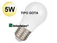 LAMPARA LED TIPO GOTA 5W 220V E27 "INTERELEC" BLANCO CALIDO