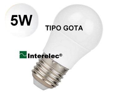 LAMPARA LED TIPO GOTA 5W 220V E27 "INTERELEC" BLANCO FRIO/ LUZ DIA
