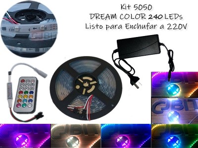 KIT TIRA DE LEDS 5050 RGB HC48 DREAM - COLOR CON CONTROL FUENTE TODO LISTO PARA ENCHUFAR A 220V