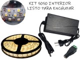 KIT TIRA DE LEDS 5050 300 LEDS X 5 METROS INTERIOR CON FUENTE LISTO PARA ENCHUFAR A 220V BLANCO CALI