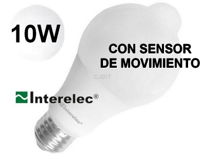 LAMPARA LED 10W CON SENSOR DE MOVIMIENTO ROSCA E27 BLANCO FRIO