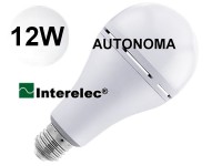 LAMPARA LED 12W AUTONOMA RECARGABLE LUZ DIA ROSCA E27 LUZ DE EMERGENCIA "INTERELEC"