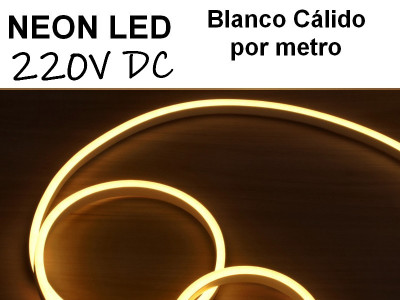 NEON LED 6MM X 12MM 220V DC POR METRO BLANCO CALIDO