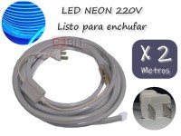 NEON LED 220V POR 2 METROS AZUL LISTO PARA ENCHUFAR A 220V