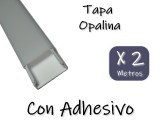 PERFIL DE PVC PARA TIRA DE LEDS X 2 METROS CON ADHESIVO TAPA OPALINA