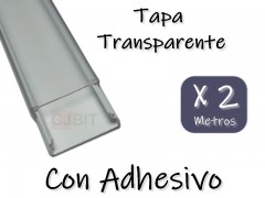 PERFIL DE PVC PARA TIRA DE LEDS X 2 METROS  CON ADHESIVO TAPA TRANSPARENTE