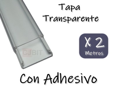 PERFIL DE PVC PARA TIRA DE LEDS X 2 METROS  CON ADHESIVO TAPA TRANSPARENTE