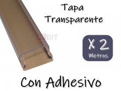 PERFIL DE PVC PARA TIRA DE LEDS X 2 METROS CON ADHESIVO TAPA TRANSPARENTE BASE MARRON SIMIL MADERA
