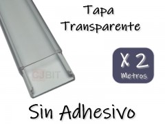 PERFIL DE PVC PARA TIRA DE LEDS X 2 METROS SIN ADHESIVO TAPA TRANSPARENTE