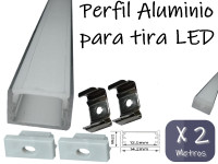 PERFIL DE ALUMINIO PARA TIRA DE LEDS CON TAPA OPAL X 2 METROS
