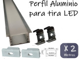 PERFIL DE ALUMINIO DE EMBUTIR PARA TIRA DE LEDS CON TAPA OPAL X 2 METROS 
