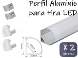 PERFIL DE ALUMINIO ESQUINERO PARA TIRA DE LEDS CON TAPA OPAL X 2 METROS 