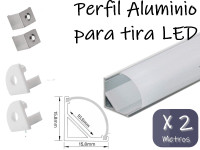 PERFIL DE ALUMINIO ESQUINERO PARA TIRA DE LEDS CON TAPA OPAL X 2 METROS PERFIL DE ALUMINIO ESQUINERO PARA TIRA DE LEDS CON TAPA OPAL X 2 METROS