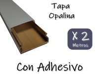 PERFIL DE PVC PARA TIRA DE LEDS X 2 METROS CON ADHESIVO TAPA OPALINA BASE MARRON SIMIL MADERA