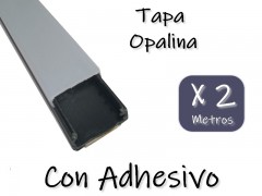 PERFIL DE PVC PARA TIRA DE LEDS X 2 METROS CON ADHESIVO TAPA OPALINA BASE NEGRA