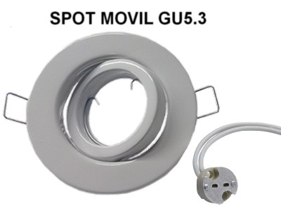 SPOT CABEZAL MOVIL CON ZOCALO GU5.3 BLANCO