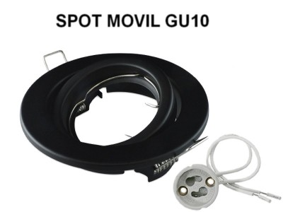 SPOT CABEZAL MOVIL CON ZOCALO GU10 NEGRO