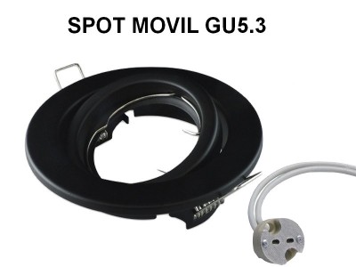 SPOT CABEZAL MOVIL CON ZOCALO GU5.3 NEGRO