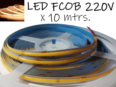TIRA DE LED FCOB X 10 METROS 220V BLANCO CALIDO