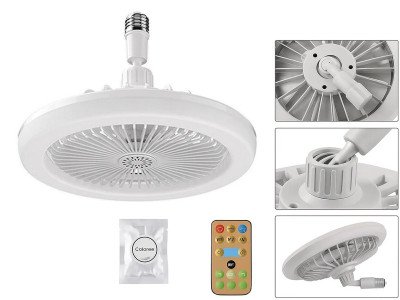 VENTILADOR DE TECHO CON ROSCA E27 CON LUZ 3 TONO Y CONTROL REMOTO