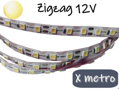 TIRA DE LEDS ZIGZAG 2835 120 LEDS POR METRO INTERIOR 12V BLANCO CALIDO