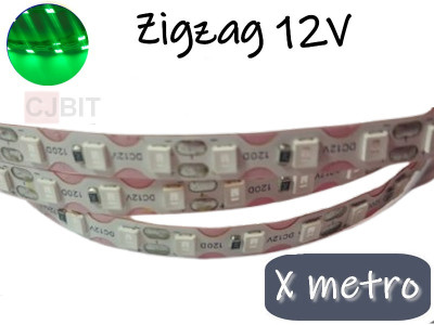 TIRA DE LEDS ZIGZAG 2835 120 LEDS POR METRO INTERIOR 12V VERDE