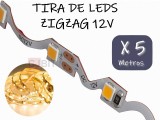TIRA DE LEDS ZIGZAG 2835 300 LEDS 5 METROS INTERIOR 12V BLANCO CALIDO