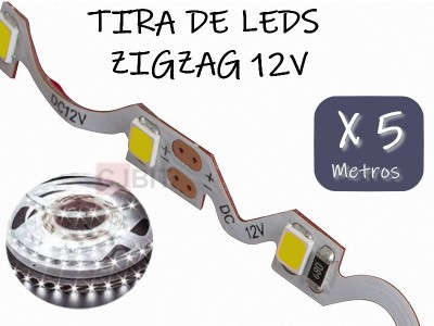TIRA DE LEDS ZIGZAG 2835 300 LEDS 5 METROS INTERIOR 12V BLANCO FRIO